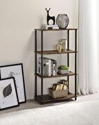 Weathered oak & black finish writing desk w/ built in low bookshelf by Acme additional picture 5