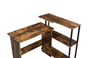 Weathered oak & black finish writing desk w/ built in low bookshelf by Acme additional picture 6