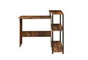 Weathered oak & black finish writing desk w/ built in low bookshelf by Acme additional picture 7