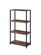 Rustic wooden shelves and black-finished metal frame bookshelf by Acme additional picture 2