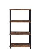 Rustic wooden shelves and black-finished metal frame bookshelf by Acme additional picture 3