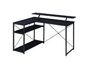 Black finish top & metal frame base l-shaped corner desk by Acme additional picture 2