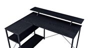 Black finish top & metal frame base l-shaped corner desk by Acme additional picture 3
