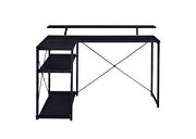Black finish top & metal frame base l-shaped corner desk by Acme additional picture 4