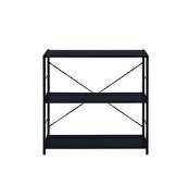 Black finish wooden shelves and open metal frame bookshelf by Acme additional picture 3