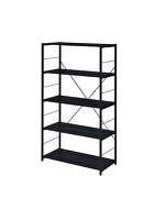 Black finish wood shelves and cool metal frame bookshelf by Acme additional picture 2