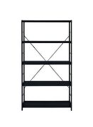 Black finish wood shelves and cool metal frame bookshelf by Acme additional picture 3