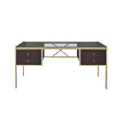 Gold & clear glass desk by Acme additional picture 2
