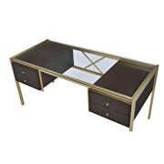 Gold & clear glass desk by Acme additional picture 4