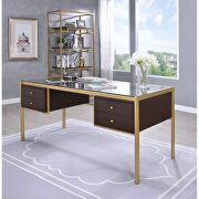 Gold & clear glass desk by Acme additional picture 7