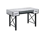 Antique white top & black metal frame desk by Acme additional picture 2