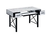 Antique white top & black metal frame desk by Acme additional picture 3