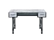 Antique white top & black metal frame desk by Acme additional picture 4