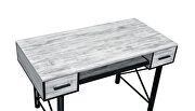 Antique white top & black metal frame desk by Acme additional picture 5