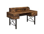 Weathered oak & black finish double pedestal metal base desk by Acme additional picture 4