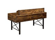 Weathered oak & black finish double pedestal metal base desk by Acme additional picture 5