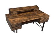 Weathered oak & black finish double pedestal metal base desk by Acme additional picture 7