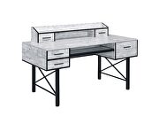 Antique white & black finish double pedestal metal base desk by Acme additional picture 2