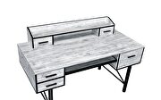 Antique white & black finish double pedestal metal base desk by Acme additional picture 6