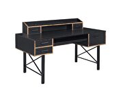 Black finish double pedestal metal base desk by Acme additional picture 2
