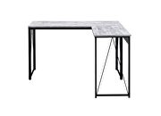 Antique white l-shaped wooden top and black finish open sled base writing desk by Acme additional picture 3
