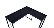 Black finish l-shaped wooden top and open sled base writing desk by Acme additional picture 2