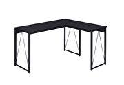 Black finish l-shaped wooden top and open sled base writing desk by Acme additional picture 3