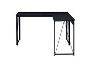Black finish l-shaped wooden top and open sled base writing desk by Acme additional picture 4
