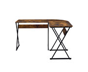 Weathered oak modern l-shaped top round corner design writing desk by Acme additional picture 3
