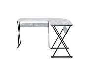 Antique white modern l-shaped top round corner design writing desk by Acme additional picture 6
