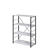 Antique white & black finish open wooden shelves bookshelf by Acme additional picture 2