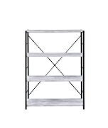 Antique white & black finish open wooden shelves bookshelf by Acme additional picture 3