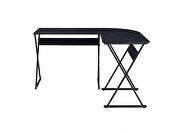 Black finish modern l-shaped top round corner design writing desk by Acme additional picture 3
