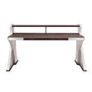 Retro brown top grain leather & aluminum desk by Acme additional picture 3