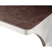 Retro brown top grain leather & aluminum desk by Acme additional picture 5