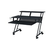 Black music recording studio desk on wheels by Acme additional picture 2