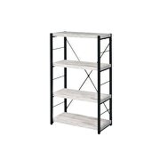 Antique white finish & black metal bookcase by Acme additional picture 2