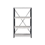 Antique white finish & black metal bookcase by Acme additional picture 3