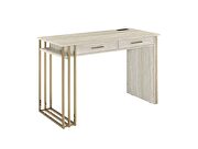 Antique white wood frame with gold metal finish desk by Acme additional picture 3