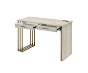 Antique white wood frame with gold metal finish desk by Acme additional picture 4