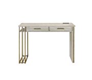 Antique white wood frame with gold metal finish desk by Acme additional picture 6
