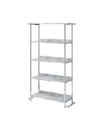 White printed faux marble & chrome base five-tier bookshelf by Acme additional picture 2