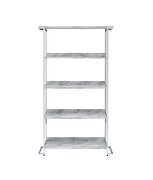 White printed faux marble & chrome base five-tier bookshelf by Acme additional picture 3
