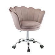 Rose quartz velvet & chrome office chair by Acme additional picture 2