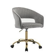 Gray velvet & gold office chair additional photo 2 of 5