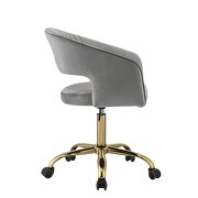 Gray velvet & gold office chair additional photo 4 of 5