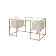 Clear glass & gold desk by Acme additional picture 2