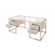 Clear glass & gold desk by Acme additional picture 5