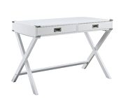 White finish rectangular top and x-base writing desk by Acme additional picture 2