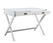 White finish rectangular top and x-base writing desk by Acme additional picture 3